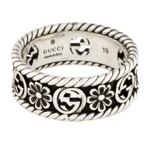 Gucci Sterling Silver Interlocking G Flower Ring